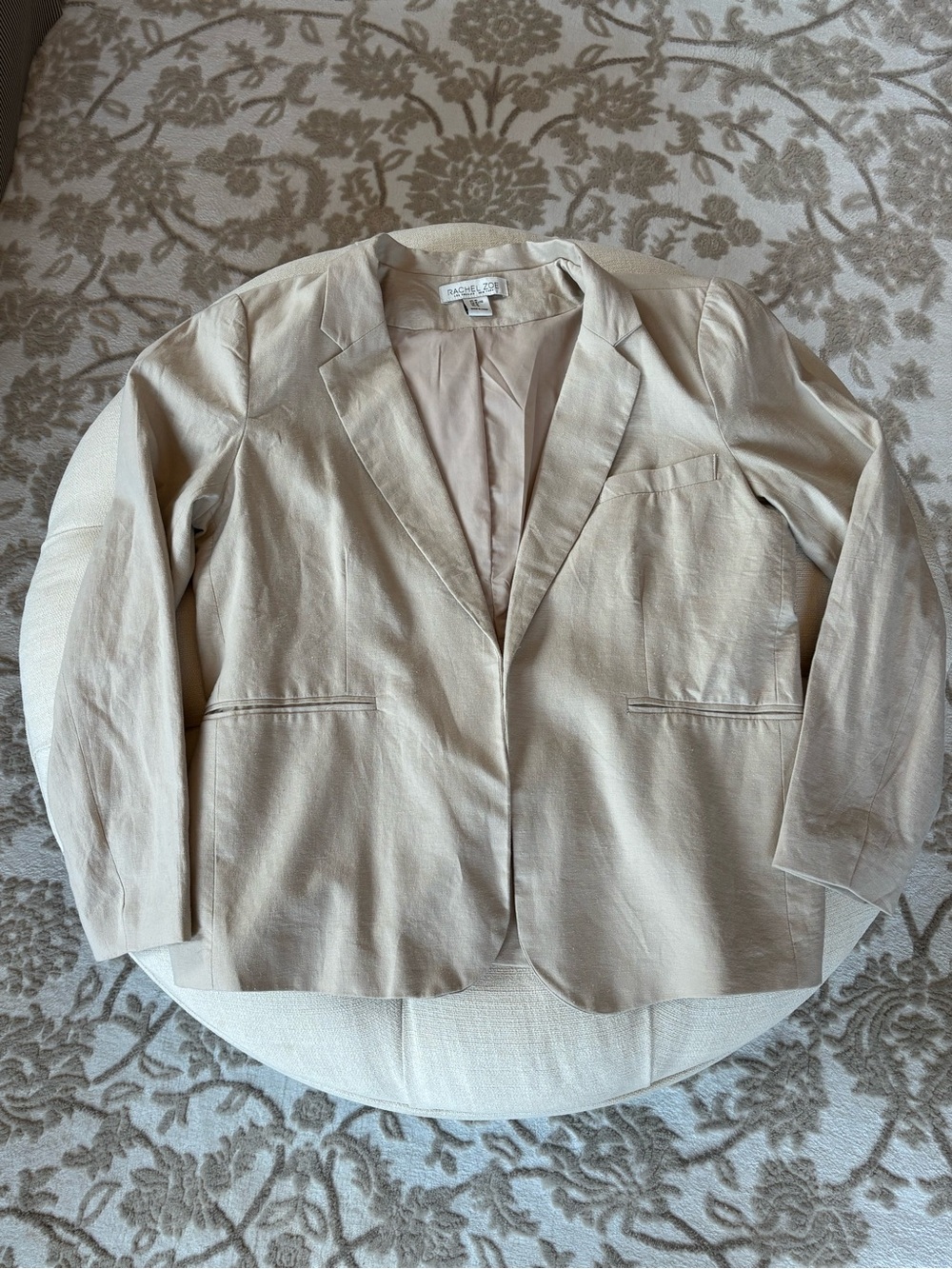 Rachel Zoe Beige Linen-Blend Blazer XL